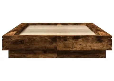 Cadru de pat cu LED, stejar fumuriu, 100x200 cm, lemn prelucrat - 5/5