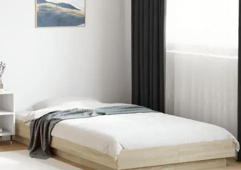 Cadru de pat cu LED, stejar sonoma, 90x200 cm, lemn prelucrat - 1/5