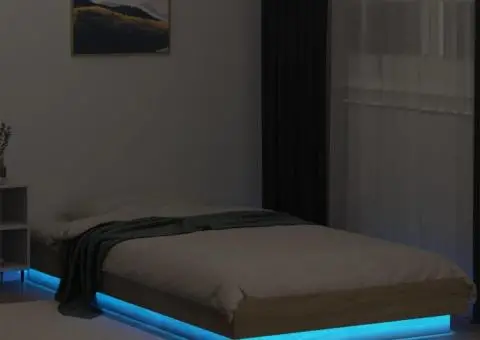 Cadru de pat cu LED, stejar sonoma, 90x190 cm, lemn prelucrat - 4/5