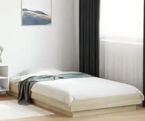 vidaXL Cadru de pat cu LED, stejar sonoma, 100x200 cm, lemn prelucrat
