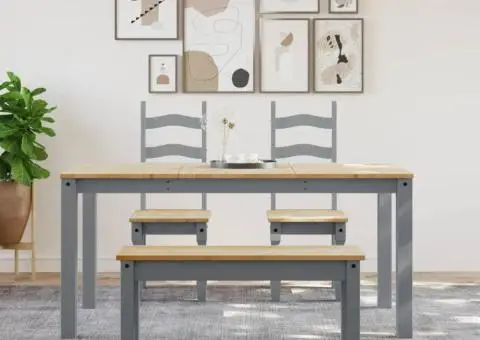 Banchetă de bucătărie Panama, gri, 105x30x45 cm, lemn masiv pin - 3/5