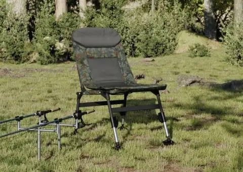 Scaun de pescuit cu picioare reglabile pliabil camuflaj - 1/5