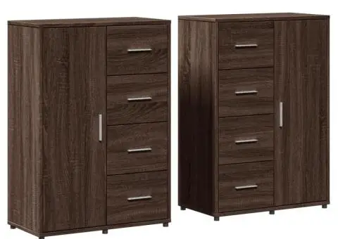 Dulapuri, 2 buc., stejar maro, 60x31x84cm, lemn prelucrat - 2/5