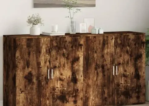 Dulapuri, 2 buc., stejar fumuriu, 79x38x80 cm, lemn prelucrat - 1/5