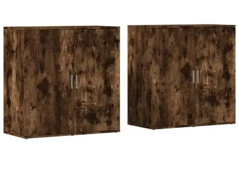 Dulapuri, 2 buc., stejar fumuriu, 79x38x80 cm, lemn prelucrat - 2/5