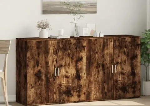 Dulapuri, 2 buc., stejar fumuriu, 79x38x80 cm, lemn prelucrat - 3/5