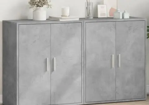 Dulapuri, 2 buc., gri beton, 60x31x70 cm, lemn prelucrat - 1/5