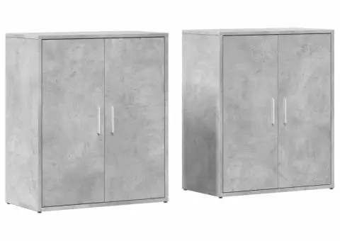Dulapuri, 2 buc., gri beton, 60x31x70 cm, lemn prelucrat - 2/5
