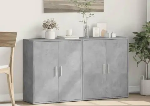 Dulapuri, 2 buc., gri beton, 60x31x70 cm, lemn prelucrat - 3/5