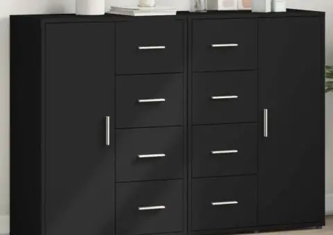 Dulapuri, 2 buc., negru, 60x31x84 cm, lemn prelucrat - 1/5