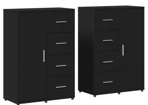 Dulapuri, 2 buc., negru, 60x31x84 cm, lemn prelucrat - 2/5