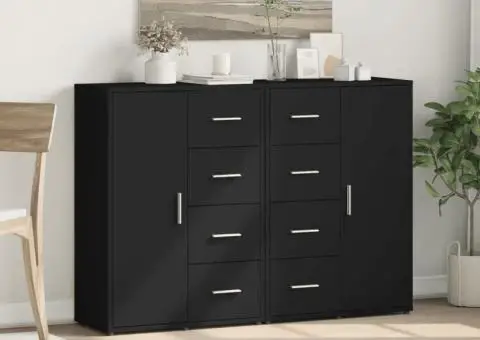 Dulapuri, 2 buc., negru, 60x31x84 cm, lemn prelucrat - 3/5