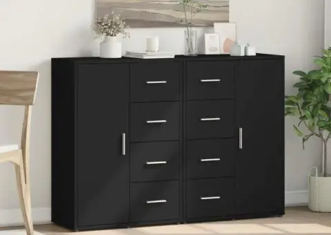 Dulapuri, 2 buc., negru, 60x31x84 cm, lemn prelucrat - 4/5