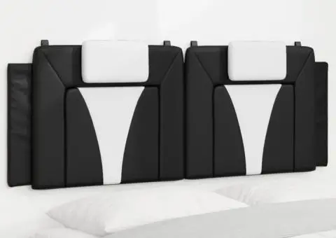 Pernă pentru tăblie pat, negru și alb, 140cm, piele artificială - 1/5