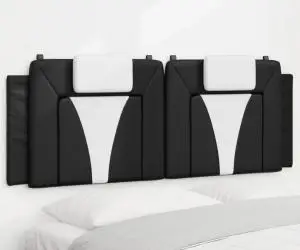 vidaXL Pernă pentru tăblie pat, negru și alb, 140cm, piele artificială