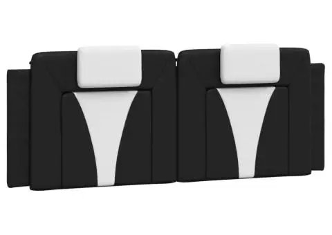 Pernă pentru tăblie pat, negru și alb, 140cm, piele artificială - 2/5