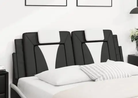 Pernă pentru tăblie pat, negru și alb, 140cm, piele artificială - 3/5