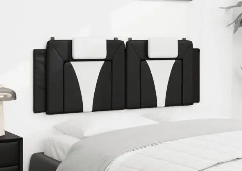 Pernă pentru tăblie pat, negru și alb, 140cm, piele artificială - 4/5