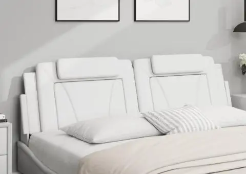 Pernă pentru tăblie pat, alb, 180 cm, piele artificială - 3/5