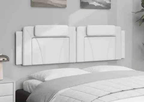 Pernă pentru tăblie pat, alb, 180 cm, piele artificială - 4/5