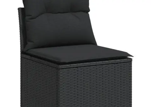 Set mobilier de grădină cu perne, 8 piese, negru, poliratan - 4/5