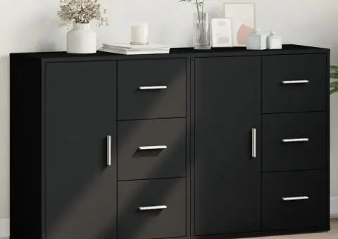 Dulapuri, 2 buc., negru, 60x31x70 cm, lemn prelucrat - 1/5