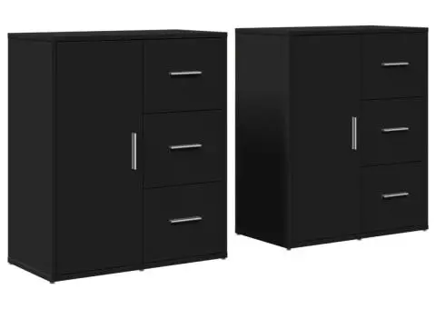 Dulapuri, 2 buc., negru, 60x31x70 cm, lemn prelucrat - 2/5