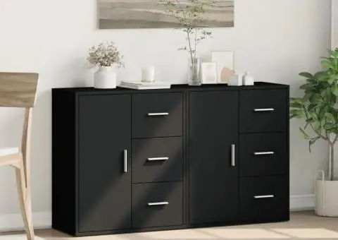 Dulapuri, 2 buc., negru, 60x31x70 cm, lemn prelucrat - 3/5