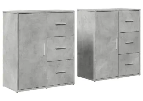 Dulapuri, 2 buc., gri beton, 60x31x70 cm, lemn prelucrat - 2/5