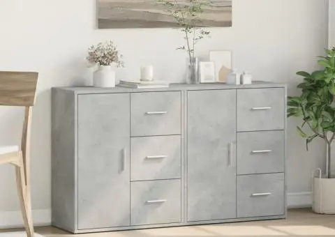 Dulapuri, 2 buc., gri beton, 60x31x70 cm, lemn prelucrat - 3/5