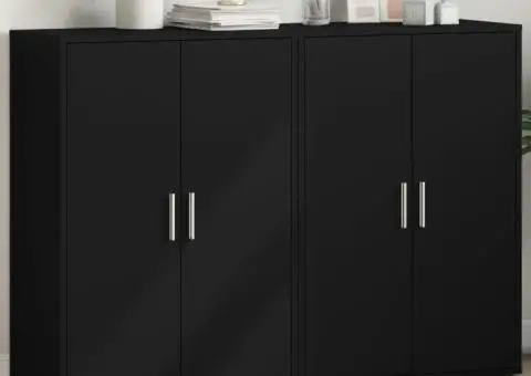 Dulapuri, 2 buc., negru, 60x31x84 cm, lemn prelucrat - 1/5