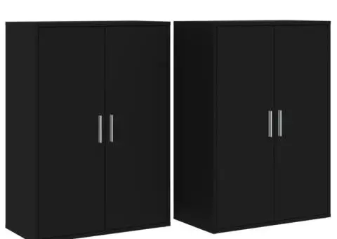 Dulapuri, 2 buc., negru, 60x31x84 cm, lemn prelucrat - 2/5