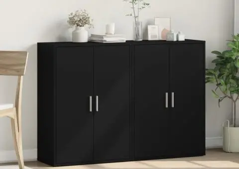 Dulapuri, 2 buc., negru, 60x31x84 cm, lemn prelucrat - 3/5