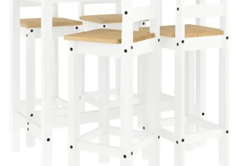 Set mobilier de bar, 5 piese, alb, lemn masiv de pin - 2/5