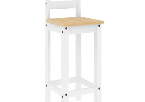 Set mobilier de bar, 5 piese, alb, lemn masiv de pin - 5/5