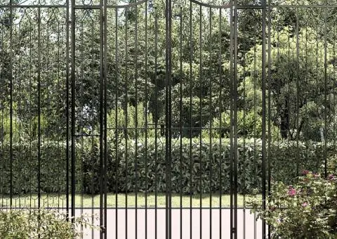 Poartă de grădină, negru, 121x8x200 cm, fier forjat - 1/5