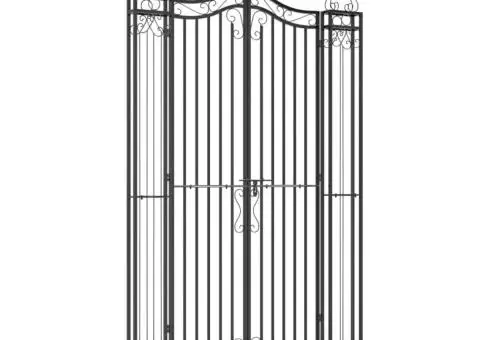 Poartă de grădină, negru, 121x8x200 cm, fier forjat - 2/5