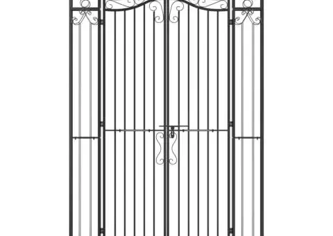 Poartă de grădină, negru, 121x8x200 cm, fier forjat - 3/5