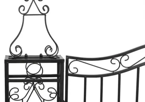 Poartă de grădină, negru, 121x8x200 cm, fier forjat - 4/5