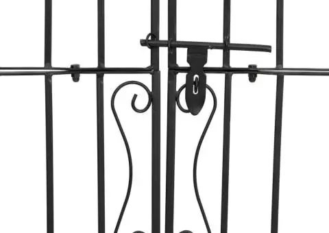 Poartă de grădină, negru, 121x8x200 cm, fier forjat - 5/5