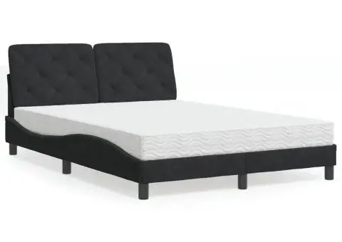 Pat cu saltea, negru, 120x200 cm, catifea - 1/5