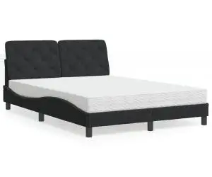 vidaXL Pat cu saltea, negru, 120x200 cm, catifea