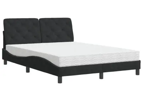 Pat cu saltea, negru, 120x200 cm, catifea - 2/5