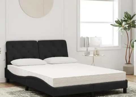 Pat cu saltea, negru, 120x200 cm, catifea - 3/5