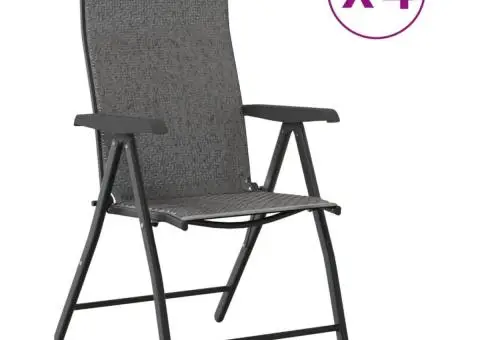 Scaune Rabatabile De Gradina 4 buc., gri, poliratan - 2/5