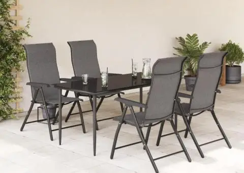 Scaune Rabatabile De Gradina 4 buc., gri, poliratan - 3/5