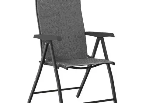 Scaune Rabatabile De Gradina 4 buc., gri, poliratan - 4/5