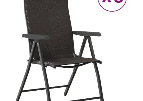 Scaune Rabatabile De Gradina 8 buc., cafea neagră, poliratan - 2/5