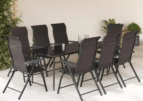 Scaune Rabatabile De Gradina 8 buc., cafea neagră, poliratan - 3/5