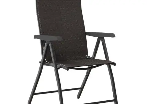 Scaune Rabatabile De Gradina 8 buc., cafea neagră, poliratan - 4/5